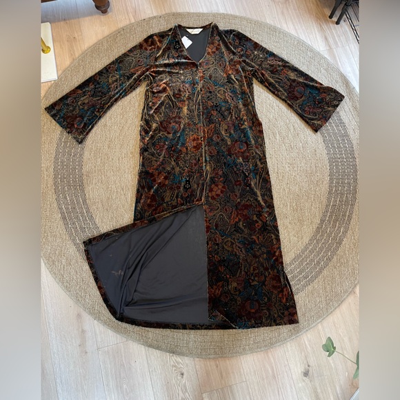 Diamond Tea Vintage Paisley Velvet Robe Housedress - Picture 4 of 11